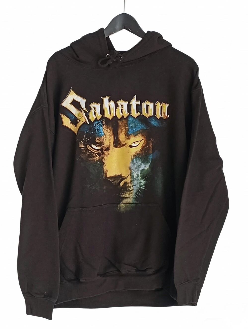 Sabaton Heavy Metal Band Lion Print Black Pullover Hoodie Size XL